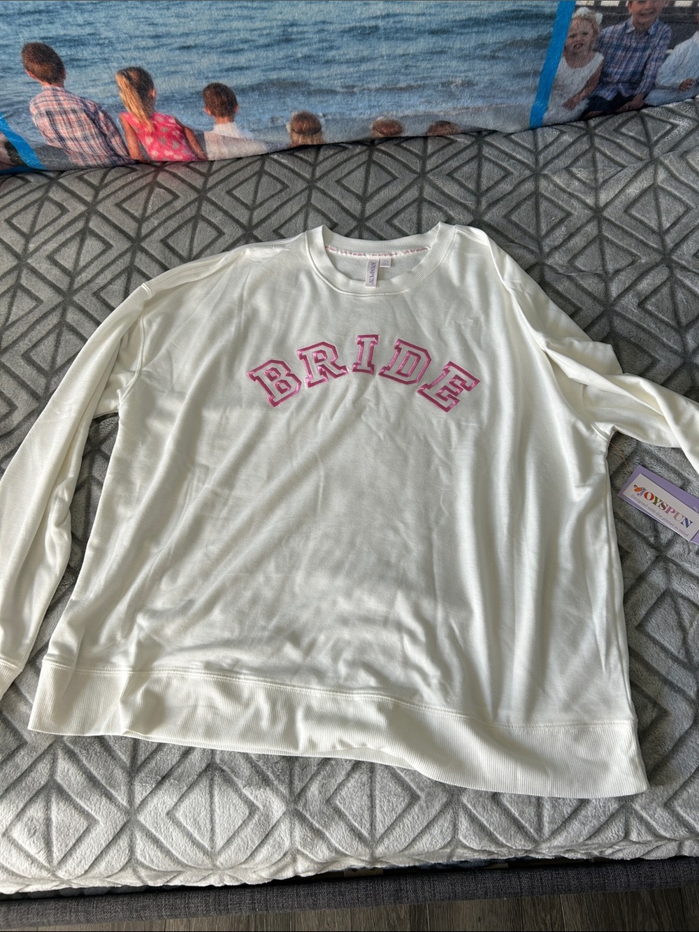 Cream 'BRIDE' Pullover Sweatshirt with Pink Lettering xl ladies 16-18 NWT gift
